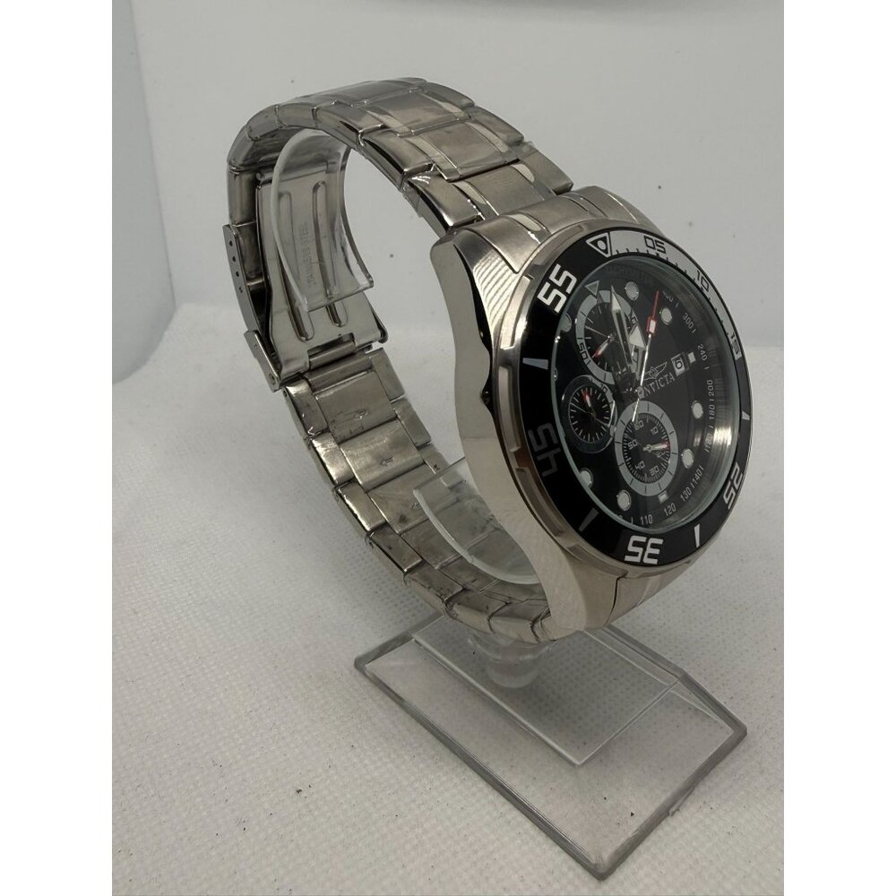 Invicta Mens Stainless Steel Chronograph Watch With Black Dial & Silver Bracelet - Picture 4 of 13